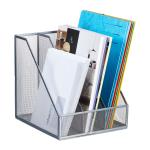 Kovový organizér na stôl s 3 priehradkami RD47543, strieborný