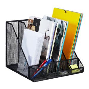 Stojanový zakladač s priehradkami na kancelárske potreby RD47545, čierny