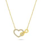 Brilio Silver Moderný pozlátený náhrdelník so zirkónmi NCL121Y