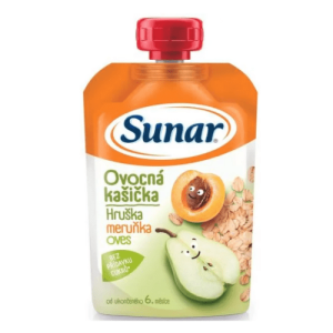 SUNAR Ovocná kašička hruška marhuľa ovsené vločky 6m+ 120 g