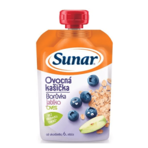 SUNAR Ovocná kašička čučoriedka jablko ovsené vločky 6m+ 120 g