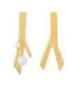 Preciosa Pozlátené asymetrické náušnice Twig s riečnou perlou a kubickou zirkóniou Preciosa 5389Y01