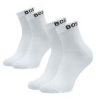 BOSS - ponožky 2PACK quarter biele s tkaným logom BOSS