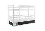 Expedo Detská poschodová posteľ  RAFAL 4 + úložný priestor + matrac + rošt ZADARMO, 80x190 cm, biela/čierna