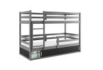 Expedo Detská poschodová posteľ  RAFAL 4 + úložný priestor + matrac + rošt ZADARMO, 80x190 cm, grafit/čierna