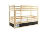 Expedo Detská poschodová posteľ  RAFAL 4 + úložný priestor + matrac + rošt ZADARMO, 80x190 cm, borovica/čierna