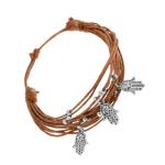 Náramok z motúzikov svetlohnedej farby, oceľové ozdoby - guličky, Fatimine ruky U29.13