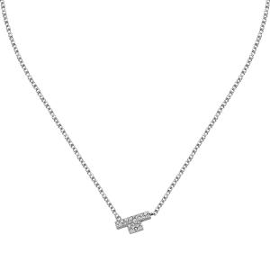 Trussardi Trblietavý oceľový náhrdelník so zirkónmi T-Logo TJAXC11