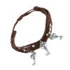 Šnúrkový náramok tmavohnedej farby, oceľové guličky, prívesky - kľúčiky SP92.08