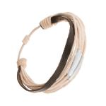 Nastaviteľný šnúrkový náramok, béžová a čierna farba, články z ocele Q20.10