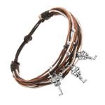 Šnúrkový náramok v hnedej, škoricovej, čiernej a bielej farbe, tri kľúče SP22.23