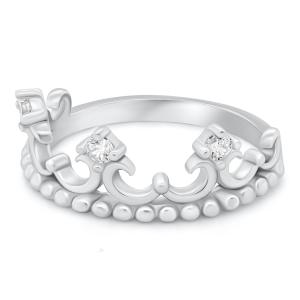 Brilio Silver Originálny strieborný prsteň Korunka RI115W 46 mm