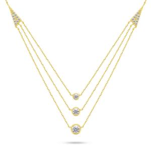 Brilio Silver Pôvabný pozlátený náhrdelník so zirkónmi NCL147Y