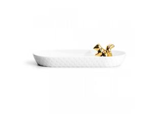 Porcelánová oválna miska s veveričkou Sagaform Squirrel 5018089, biela