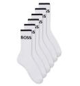 BOSS - 6PACK BOSS biele pánske ponožky s čiernym logom (HUGO BOSS) - limitovaná edícia