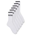 BOSS - 6PACK BOSS biele pánske ponožky s čiernym logom (HUGO BOSS) - limitovaná edícia