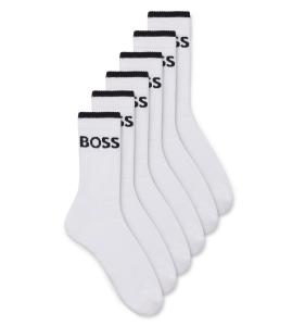 BOSS - 6PACK BOSS biele pánske ponožky s čiernym logom (HUGO BOSS) - limitovaná edícia