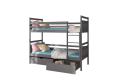 Expedo Detská poschodová posteľ PANDA + 2x matrac, 80x180, sivá