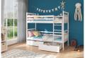 Expedo Detská poschodová posteľ PANDA + 2x matrac, 90x200, biela