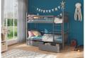 Expedo Detská poschodová posteľ PANDA + 2x matrac, 90x200, sivá