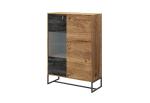 Expedo Vitrína BRUNO DWT 93, 93x133x39, dub ribbeck/černý kámen
