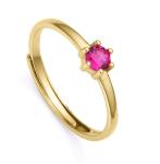 Viceroy Pôvabný pozlátený prsteň s fuchsiovým zirkónom Clasica 9115A01 55 mm