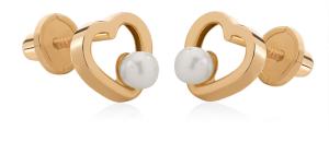 Brilio Srdiečkové náušnice zo zlata s pravou perlou 14/145.891/17P