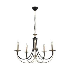 Luster Ferra, starožitná mosadz, 5-plameňový