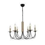 Luster Dofa starožitná mosadz/čierna 6-plameňový