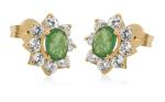 Brilio Blyštivé náušnice zo žltého zlata so zelenými zirkónmi 14/210.240/3ES