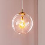 Závesné svietidlo 562, číre sklo, zlatá čiapka/strieška