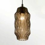 Origami závesné svietidlo zo skla, sivohnedé