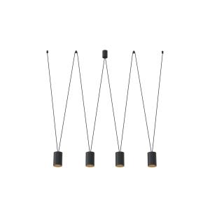 Viac Závesné svietidlo Tone, čierna/zlatá, štyri svetlá