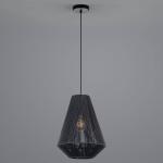 Lanové závesné svetlo z papiera, čierne, Ø 33 cm