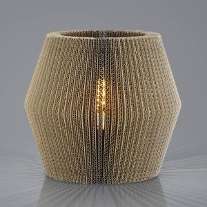 Vrstvová stolová lampa z kartónu, dvojkónický peň