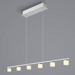 Závesné svietidlo Mila, nikel/opálové sklo, šesť svetiel