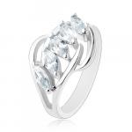 Ligotavý prsteň, línia čírych zirkónov, rozdelené konce ramien R31.31 - Veľkosť: 49 mm