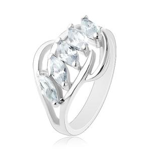 Ligotavý prsteň, línia čírych zirkónov, rozdelené konce ramien R31.31 - Veľkosť: 49 mm