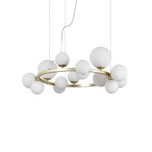 Ideal Lux Perlage prívesok mosadz/biela 14flg Ø 85 cm