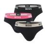 BOSS - slipy 3PACK cotton stretch power design black with color waist - limitovaná fashion edícia (HUGO BOSS)