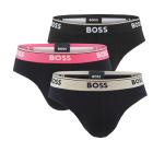BOSS - slipy 3PACK cotton stretch power design black with color waist - limitovaná fashion edícia (HUGO BOSS)