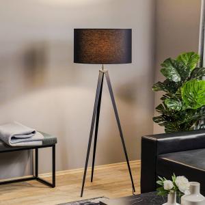 Stojacia lampa Tago, trojnožka, čierne/zlaté tienidlo