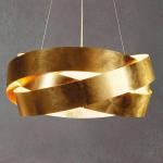 Závesné svetlo Pura LED so zlatým listom 60 cm