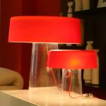 Stolná lampa Prandina Glam 48 cm číre/červené tienidlo