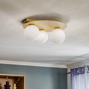 Stropné svietidlo Firn, okrúhle, s tromi žiarovkami, zlaté