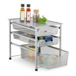 Zásuvková polica s 3 výsuvnými košmi RD47534, strieborná