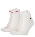 TOMMY HILFIGER - 2PACK stripe logo quarter pánske ponožky biele