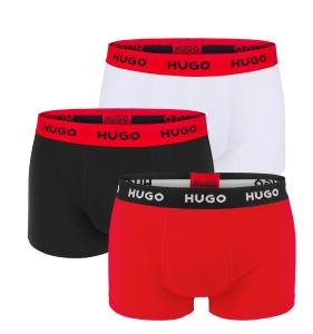 HUGO - boxerky 3PACK cotton stretch black, red, white - limitovaná fashion edícia (HUGO BOSS)