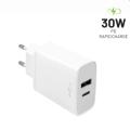 FIXED Sieťová nabíjačka s USB-C/USB, podpora PD, 30 W, biela FIXC30-CU-WH