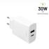 FIXED Sieťová nabíjačka s USB-C/USB, podpora PD, 30 W, biela FIXC30-CU-WH